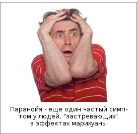 Паранойя - еще один частый симптом у людей, "застревающих" в эффектах марихуаны